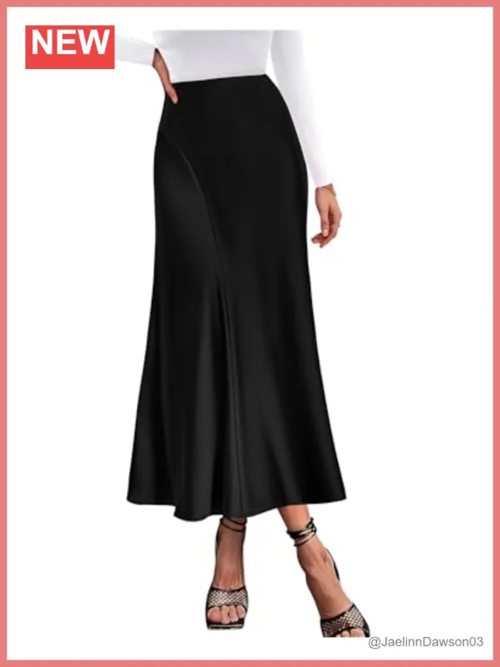 Women's High Waisted Satin Maxi Skirt 2026 A-Line Elastic Waist